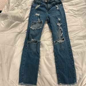 kids dark wash ripped jeans